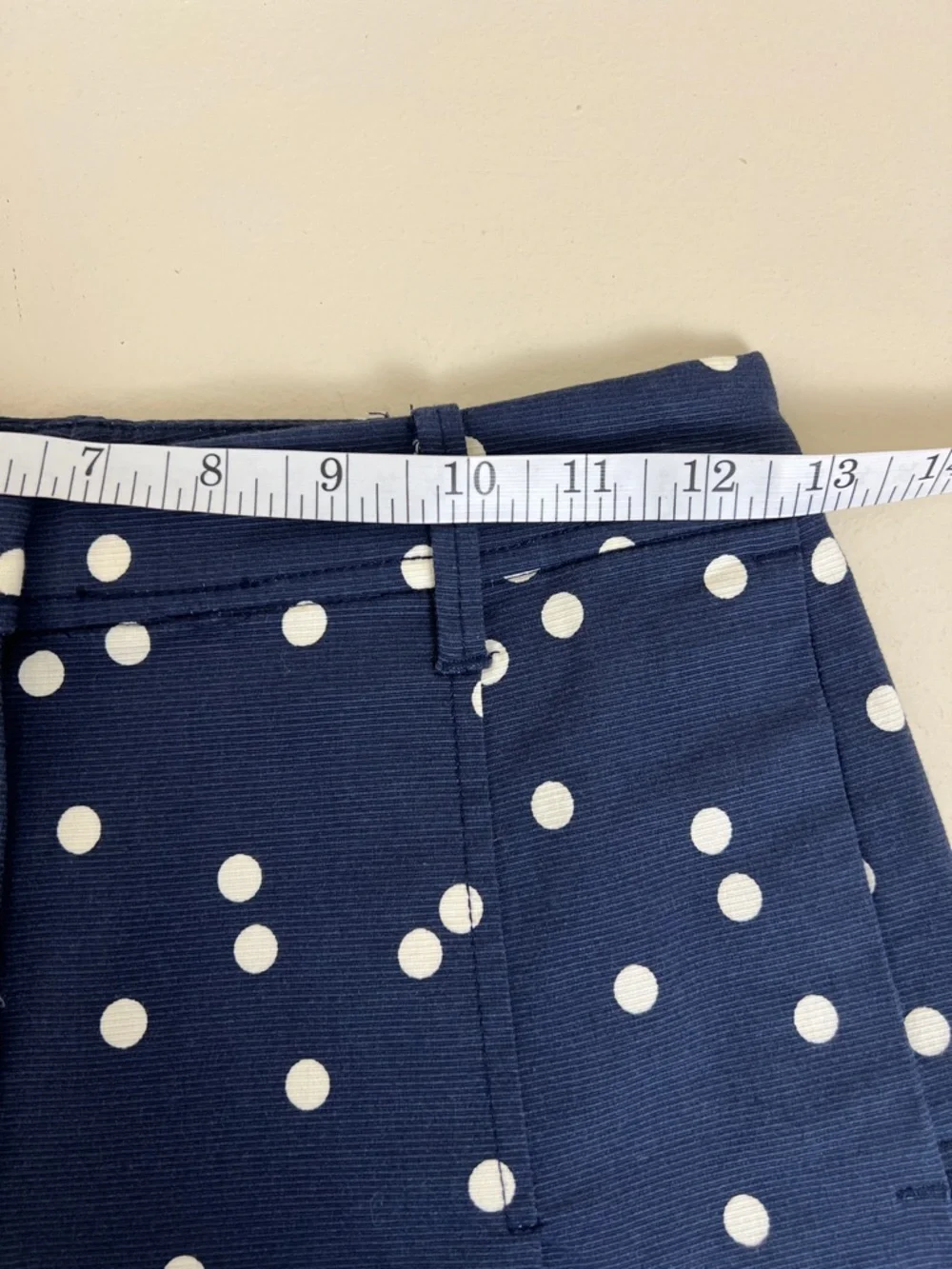 New J Crew High Waisted Pleated Indigo Polka Dot Shorts Size 00